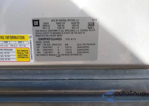 2016 Chevrolet Traverse Ls z USA, uszkodzony, nr VIN 1GNKRFKD1GJ344059